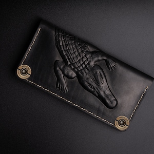 Aligator wallet Mens Womens Leather Wallet Handmade Clutch, Genuine Leather Long Purse