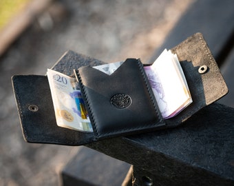 Leather Money Clip, Rustic Minimalist Wallet, Hand-Stitched & Eco Friendly, Groomsman, anniversary, best man gift