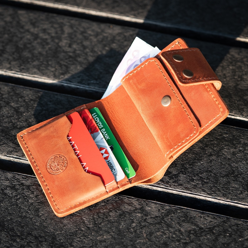 Minimalist Wallet, Genuine Leather, Coin Pouch and Card Holder, Christmas Gift image 10
