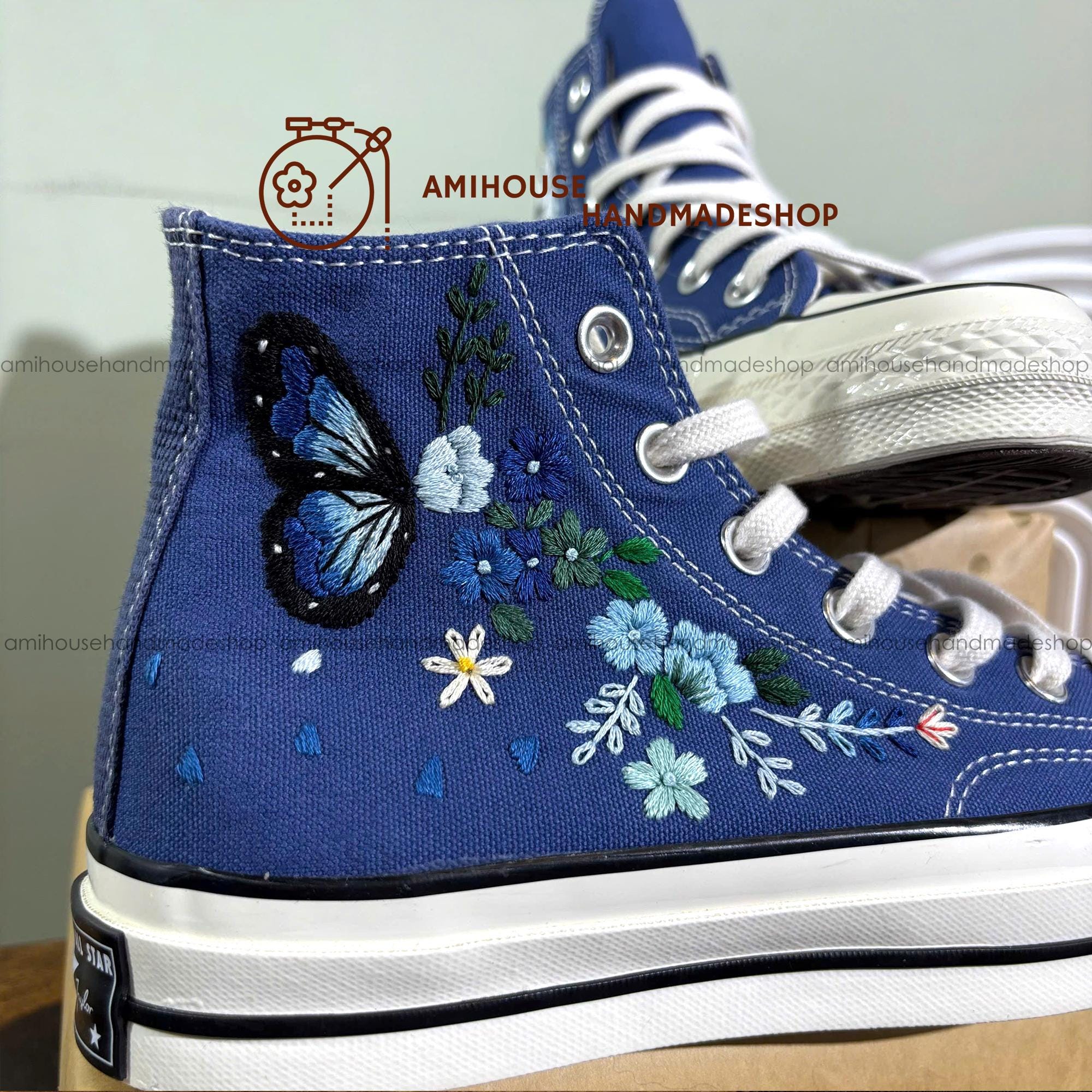 Light Blue Converse Etsy