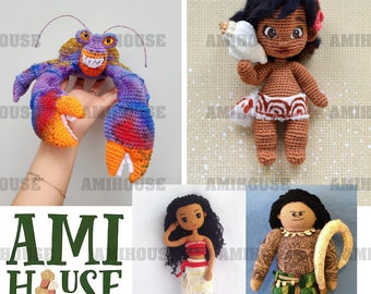 Moana Crochet Doll, Maui Fish Hook Amigurumi Doll, Amigurumi Doll Crochet Pattern, Crochet Doll For Sale, Personalized Crochet Doll