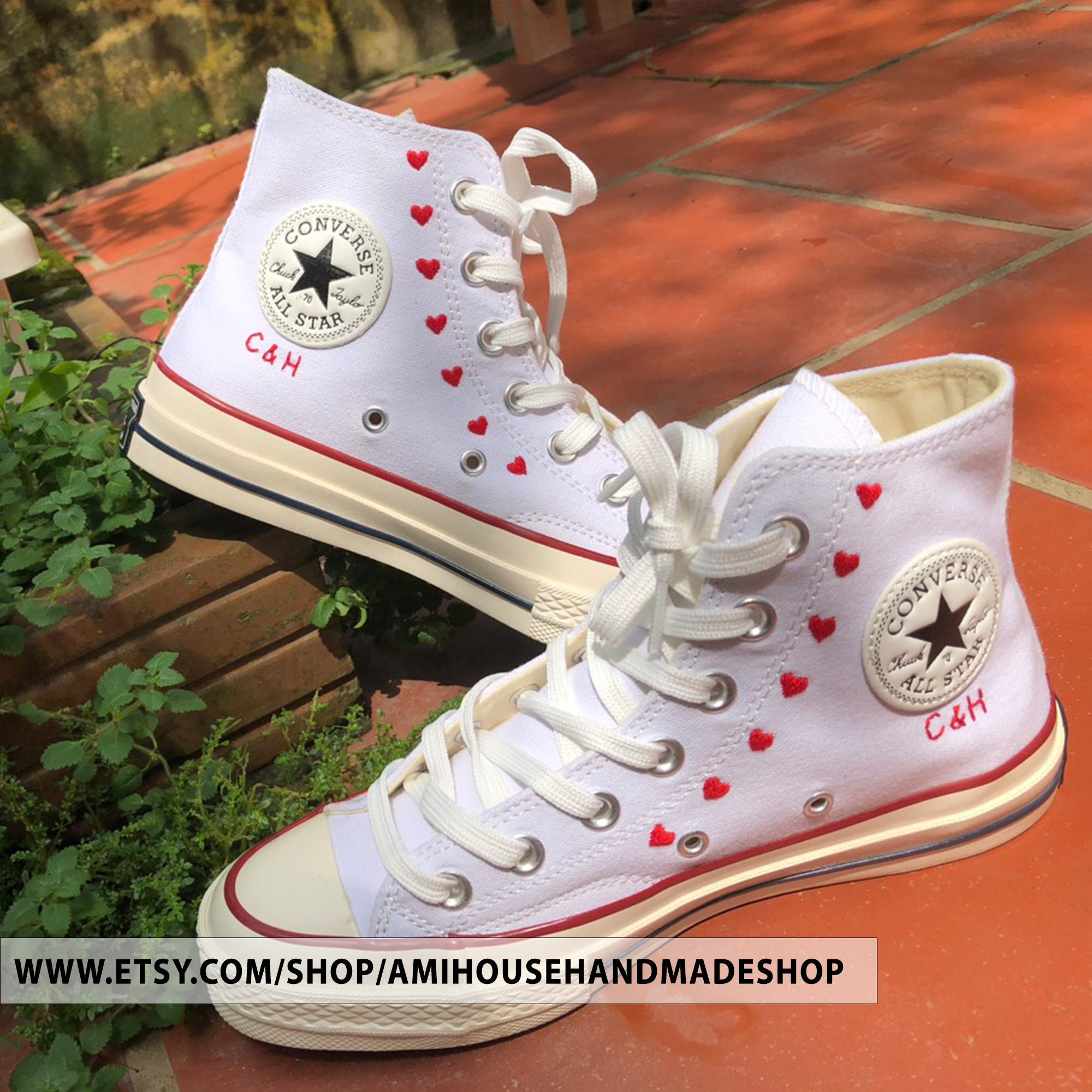 Love Heart Converse Embroidered Valentines Day Converse
