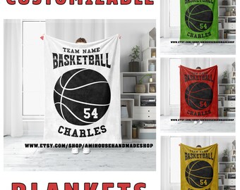 Personalized Basketball Blanket, Custom Name Basketball Throw Blankets, Best Basketball Gift For Son, Blanket Gifts For Basketball Player