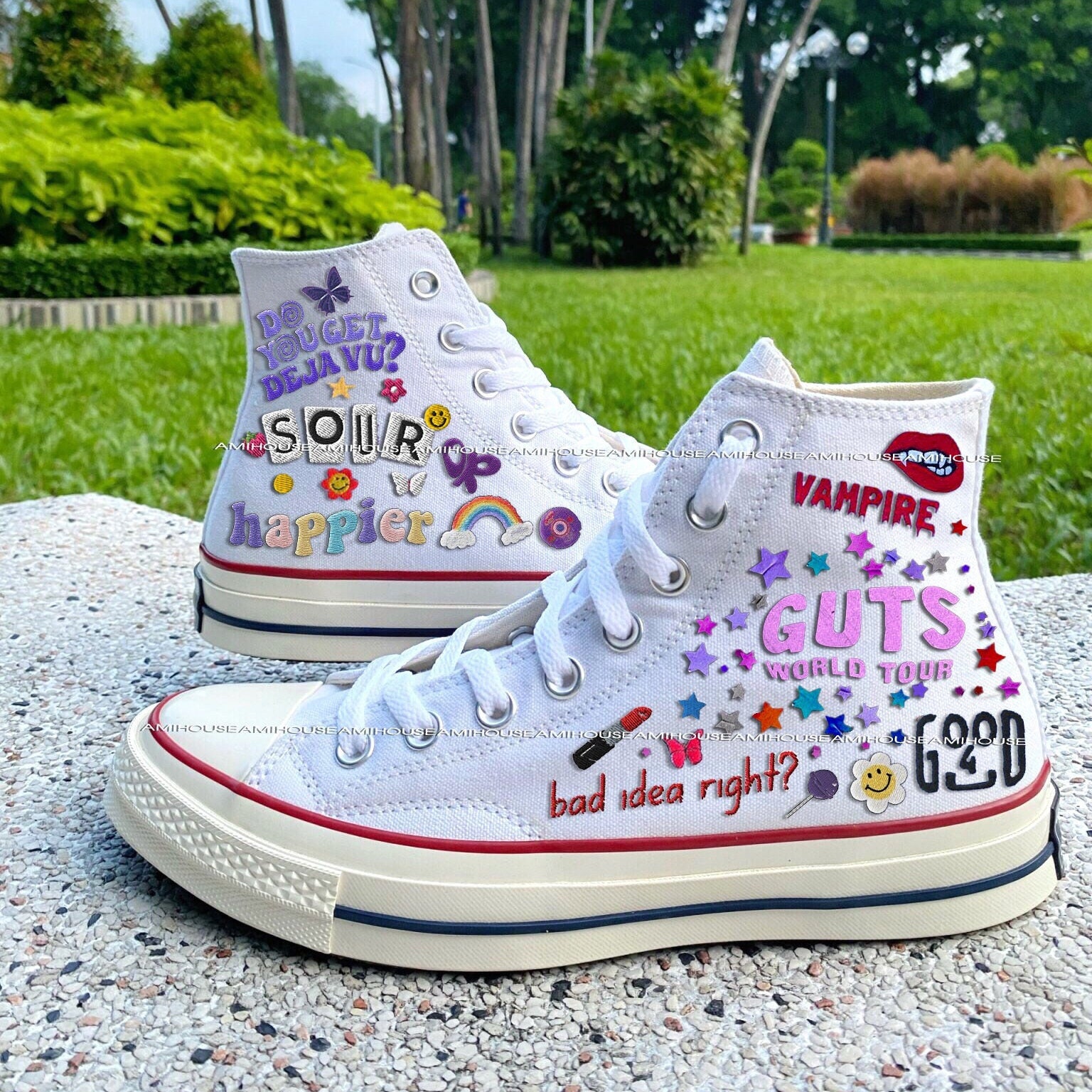 Custom Guts Tour Concert Shoes sour Converse embroidery Personalized Sneaker converse Chuck Taylor High Tops gift for Her Etsy