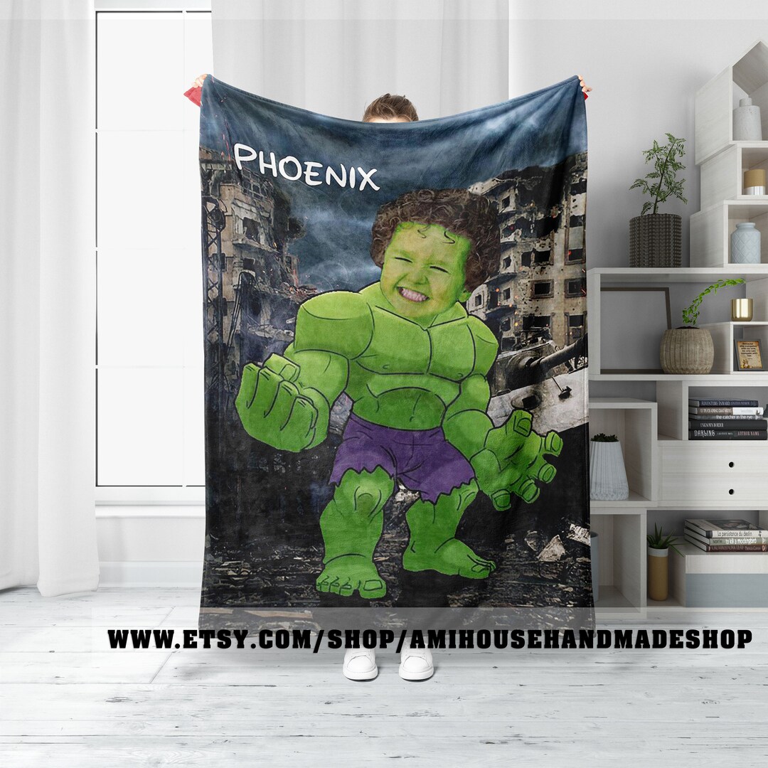 Personalized the Hulk Blanket, Customized Photo Marvel Hulk Blanket