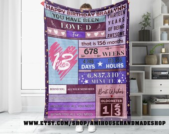 Customized 13 Year Old For Daughter, Happy 13th Birthday Blanket, Ideal Gifts For 13th Birthday, Birthday 13th For Daughter From Mom Dad