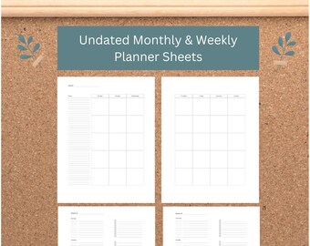 Undated Monthly & Weekly View Printable Planner Sheets