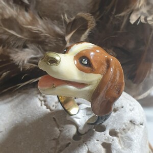 Labrador ring painted in enamel and bronze