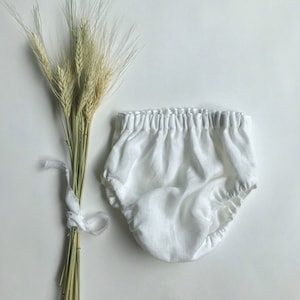 Classic linen baby bloomers, baby diaper cover, baptism nappy cover
