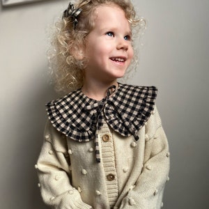 Removable Toddler Collar, Checkered Linen Collar For Girl, Detachable Frill Collar, Girls Removable Collar, Layering Collar, Linen Collar image 2