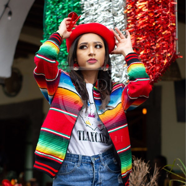 Chaqueta ajustada de sarape mexicano