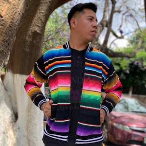 Mexican sarape bomber jacket