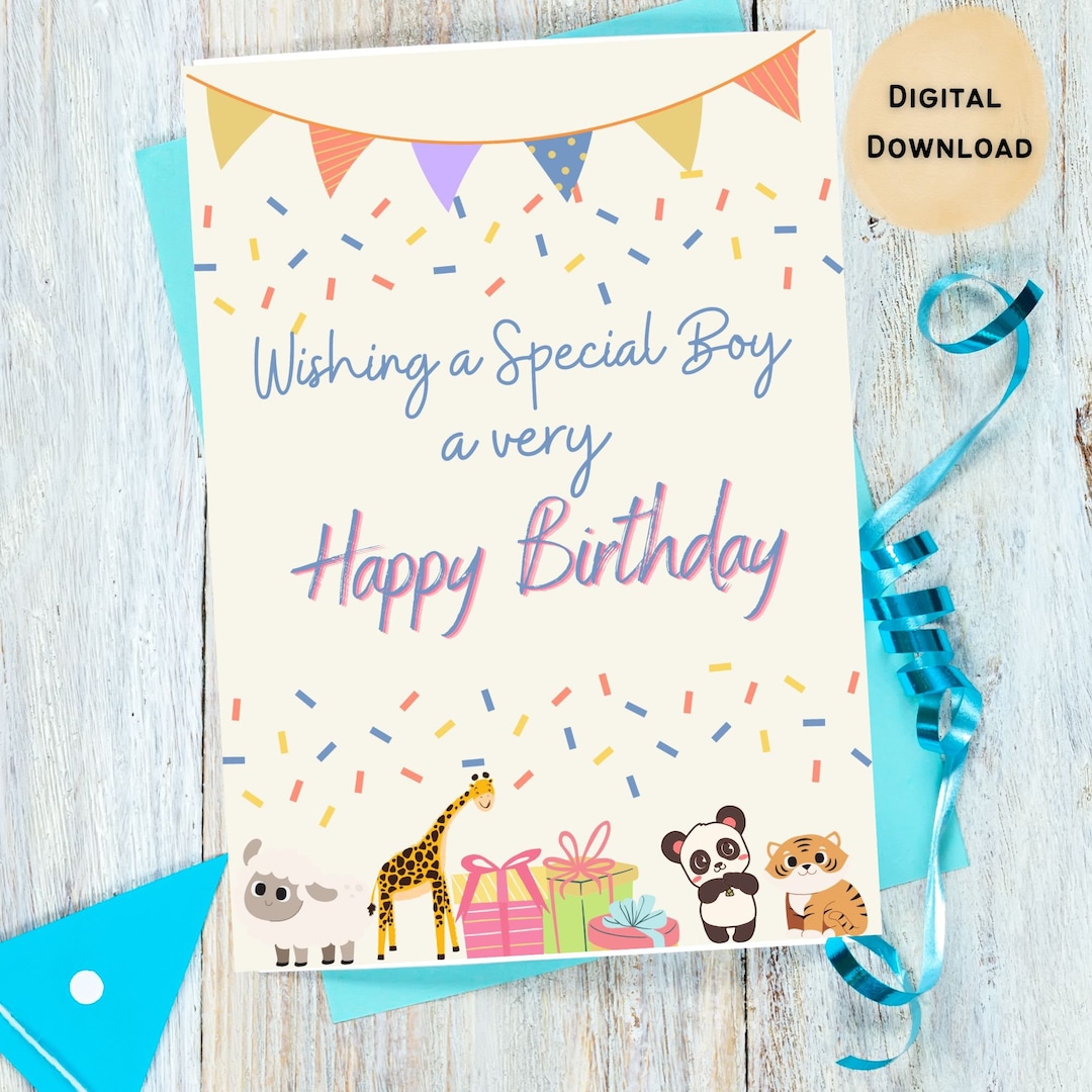 Printable Boys Birthday Card Special Boy Download Animal Happy Birthday ...