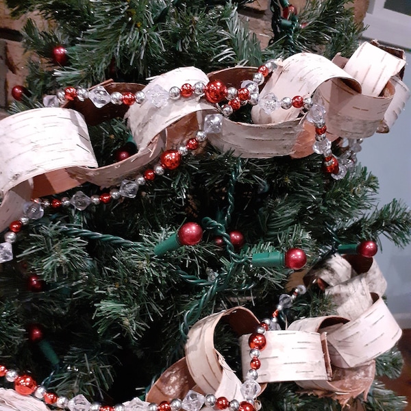 Birch Bark | Birch Chain | Natural Decoration | Christmas Tree Chain | Rustic Decoration | Christmas Decoration | Birch Paper Chain