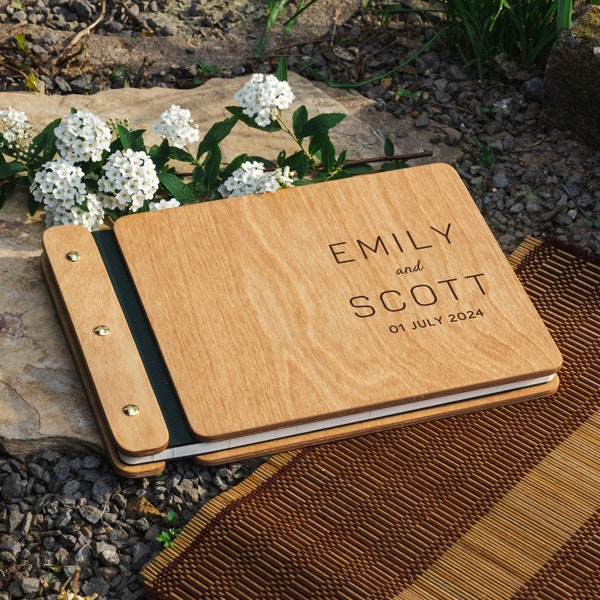 Personalized custom wedding album in wood, Monogram wedding memory books, Personalized wedding gift, Wooden wedding guest book, Gift for mom