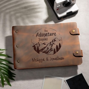 Leather Personalized Adventure Book For Couple, Custom Adventure Leather Journal, Honeymoon Memory Book in Leather