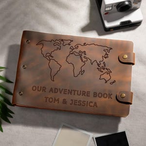 Full Grain Leather Adventure Memory Book For Couple,Honeymoon Adventure Journal, Travel Book in Crazy Horse Leather
