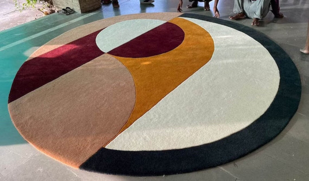 Round Circle Shaped Hand-tufted 100% Woolen Handmade Area Rug Carpet ...