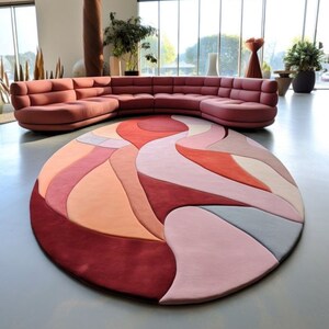 Hand Tufted Rug Circle Wool Handmade Area Rug Carpet for Home, Bedroom ...