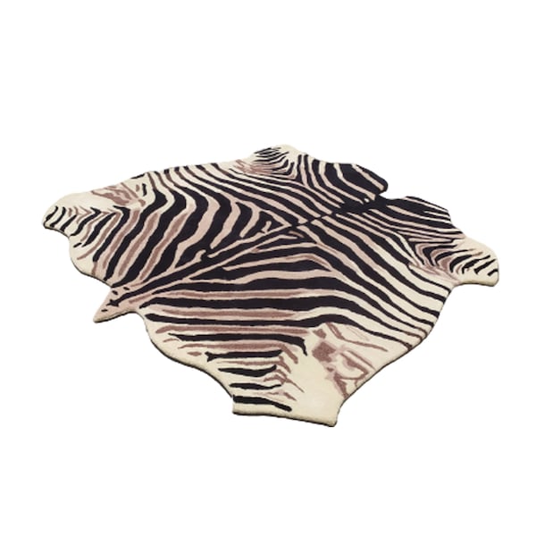 Dark Genuine Zebra Print Cowhide Rug Hand Tufted 160x170cm Western Decor Rugs | Home Gifts