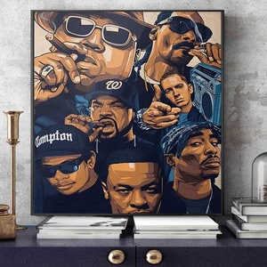 Rappers Art Last Supper, Snoop Dogg,Drake,Nipsey Canvas Print Art Decor  Wall