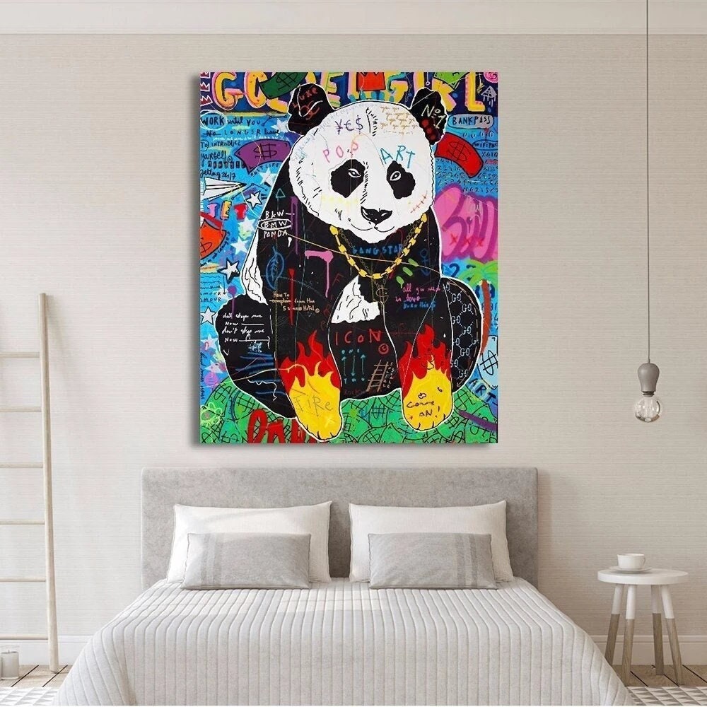 Banksy Graffiti Wall Art Poster - 8x10 Shooting Panda, Monopoly Man Set -  Fashion Urban Street Art Prints – Cool Wall Decor for Home - Room