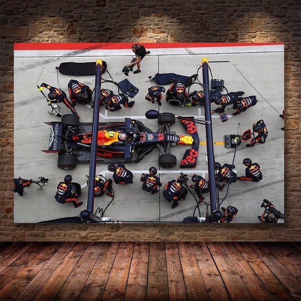 Max Verstappen Pit Stop Canvas Print - A Must-Have Wall Art for Red Bull Formula 1 Fans