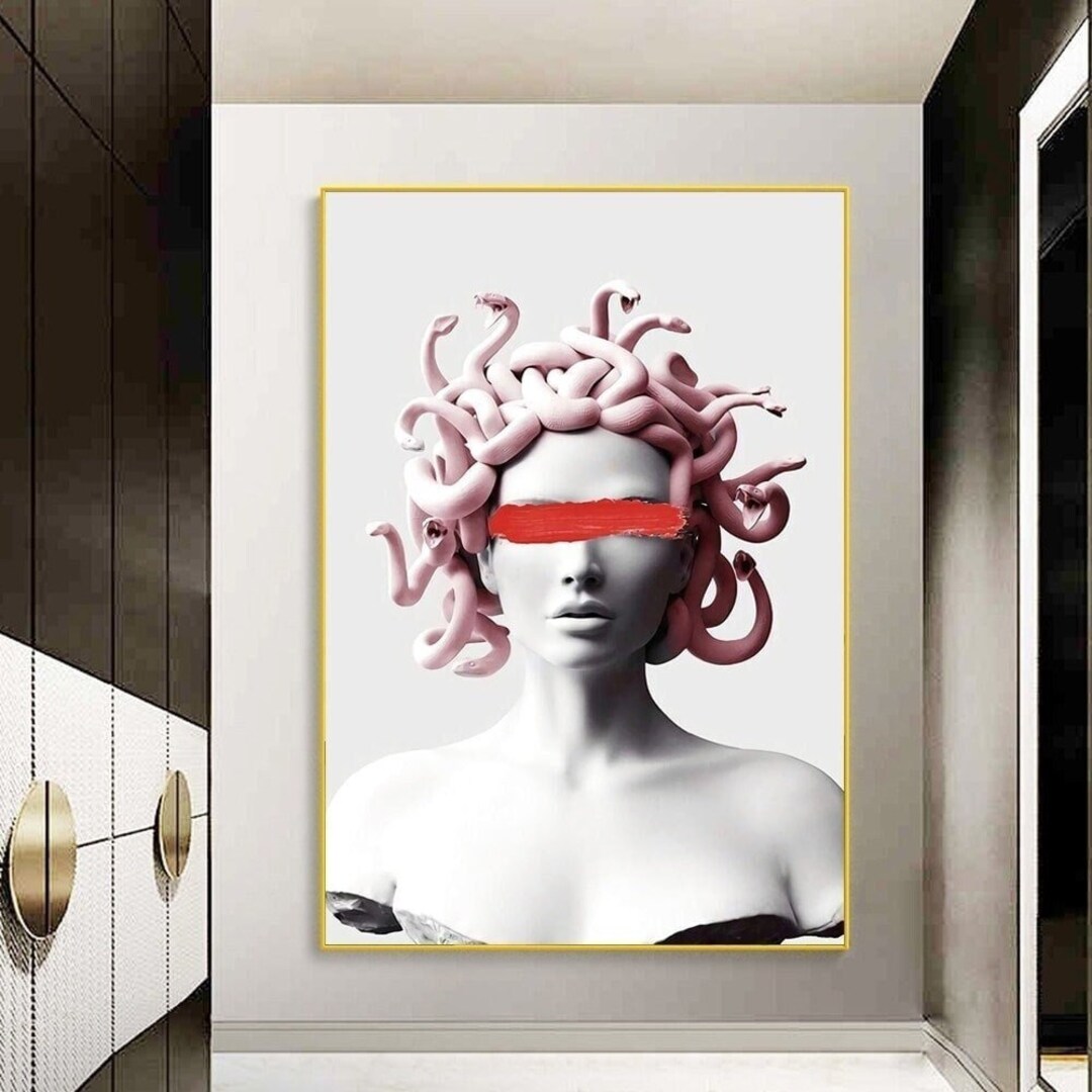 Sculpture of Medusa Graffiti Art Canvas Print Modern Wall Etsy