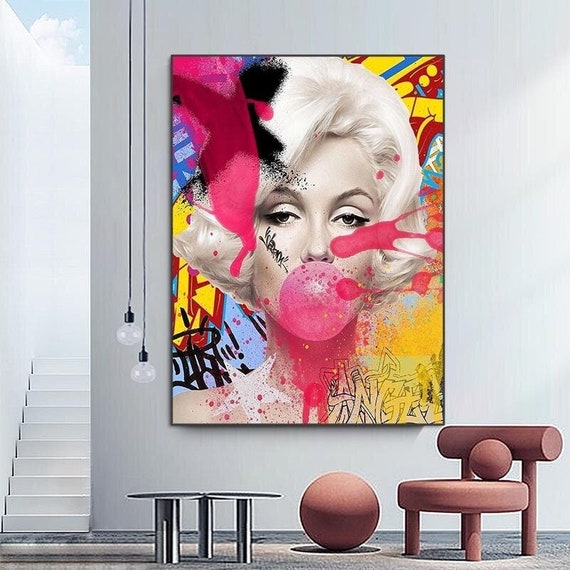 Marilyn Monroe Pink Bubble Gum Canvas Wall Art Print 