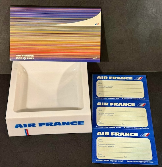AIR FRANCE Airline Vintage Plastic Ashtray & Travel Sticker