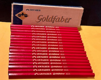 Vintage JOHANN FABER GOLDFABER Nr. 873 große Bleistifte (Lot von 17) in Originalverpackung