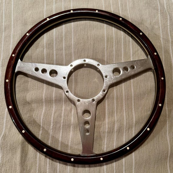 Vintage Jaguar MOTO LITA Flat Wood Rim Holes Steering Wheel 38cm
