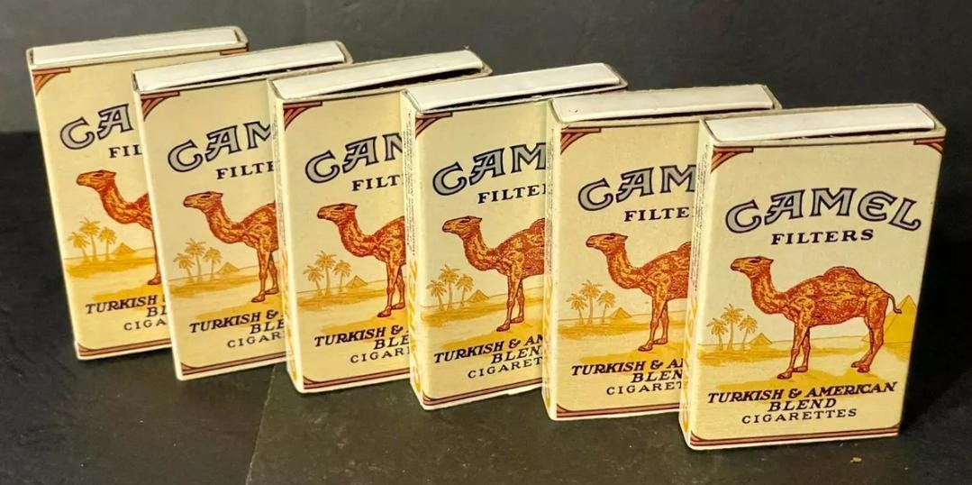 fake camel cigarette Lot of 6 Vintage CAMEL Cigarettes Safety Matches 70's (NOS)