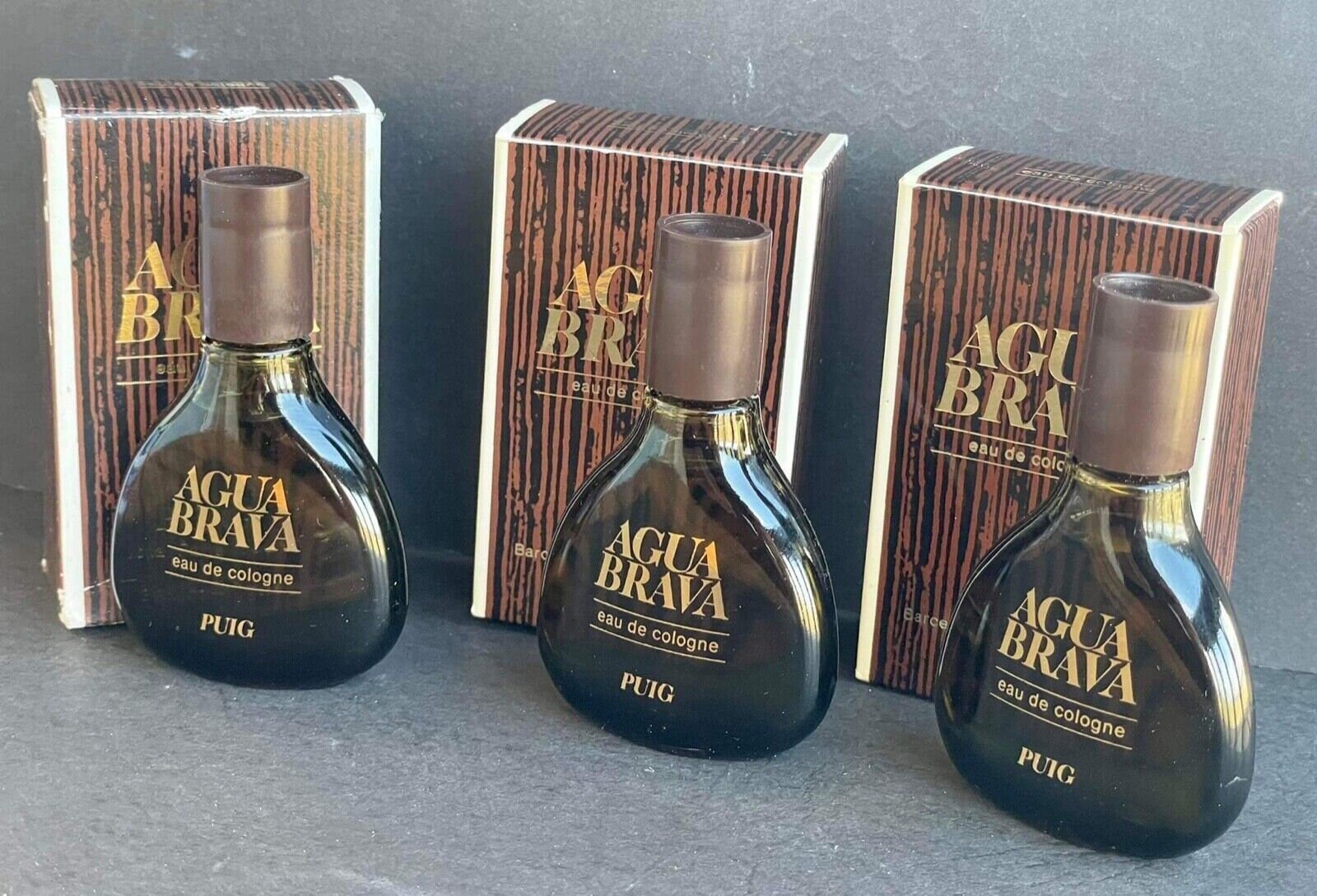 Vintage Eau De Cologne AGUA BRAVA by PUIG (lot of 3), Miniature