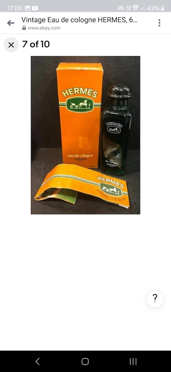 Vintage Eau De Cologne HERMES, 60ml Splash, Paris-france Unused in