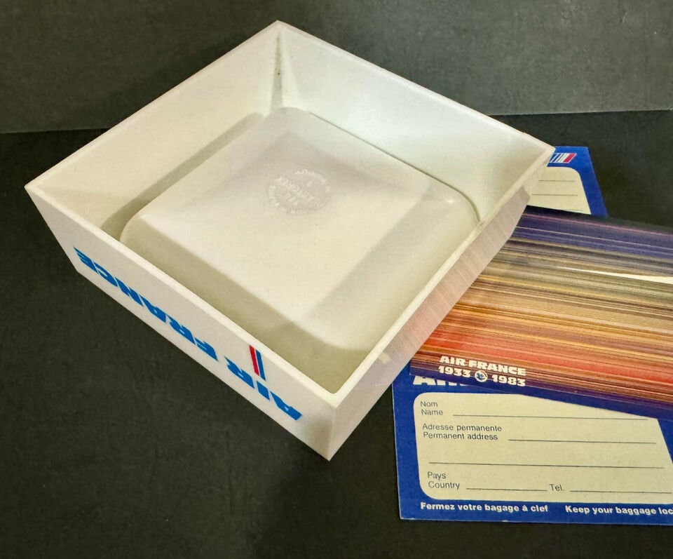 AIR FRANCE Airline Vintage Plastic Ashtray & Travel Sticker