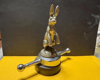 Original British AEL Chrome Plated ALVIS HARE Rabbit Car Mascot Hood Ornament
