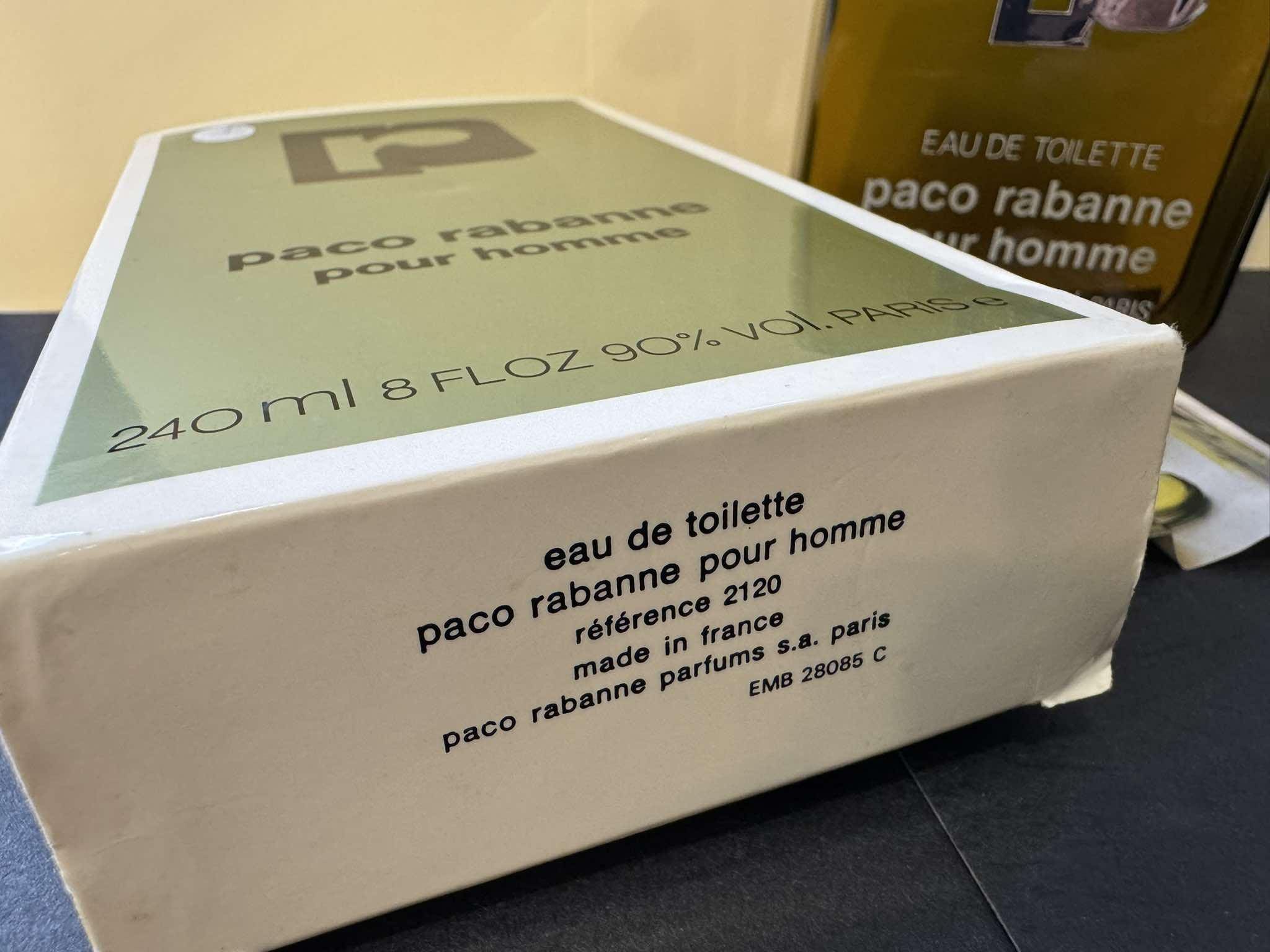 Vintage Eau De Toilette PACO RABANNE, 240ml Splash, Old Formula