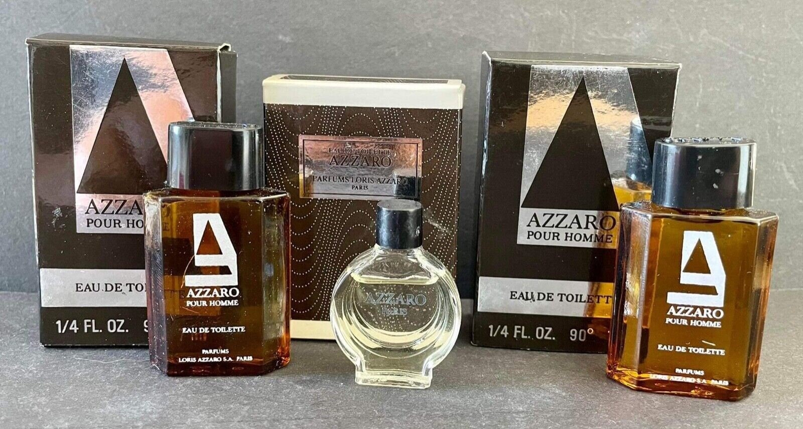 Vintage Eau de Toilette AZZARO, Old Formula (lot of 3) miniature (2x7 & 1x3 ml)