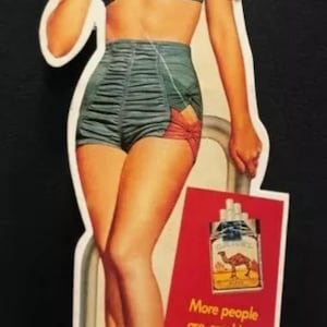 Anúncio de papelão vintage CAMEL, edição de aniversário comemorando 80 anos