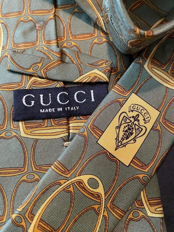 Vintage Original GUCCI Men’s Neck Tie Horse Bit P… - image 5