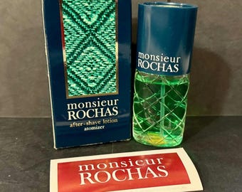 Vintage Monsieur Rochas Men's After Shave Lotion 1 Fl Oz New in Box Splash boxed
