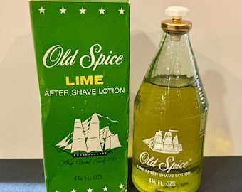 Loción para después del afeitado OLD SPICE LIME de los años 80 de Shulton, 140 ml (4 3/4 onzas líquidas), en caja (artículo raro).