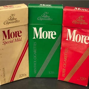 Vintage MORE Cigarettes (lot of 3), Empty Packets for Collection
