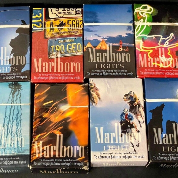 Lot de 8 cigarettes vintage MARLBORO vides édition spéciale pour collection