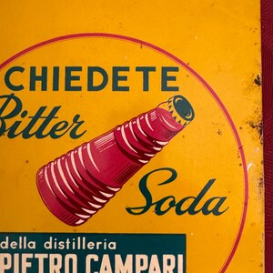 Vintage CAMPARI Tin Metal Sign CHIEDETE BITTER Soda Pietro Campari ...