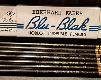Vintage EBERHARD FABER Blu-Blak No 740 Pencils (lot of 7) In Original Box