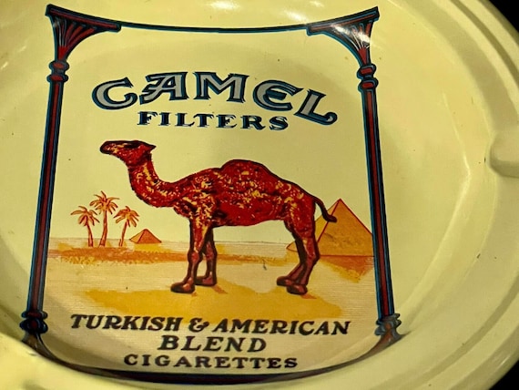 camel cigarette ashtrays Vintage CAMEL Cigarette Tin Ashtray, From Greece 80's-90's New Old Stock