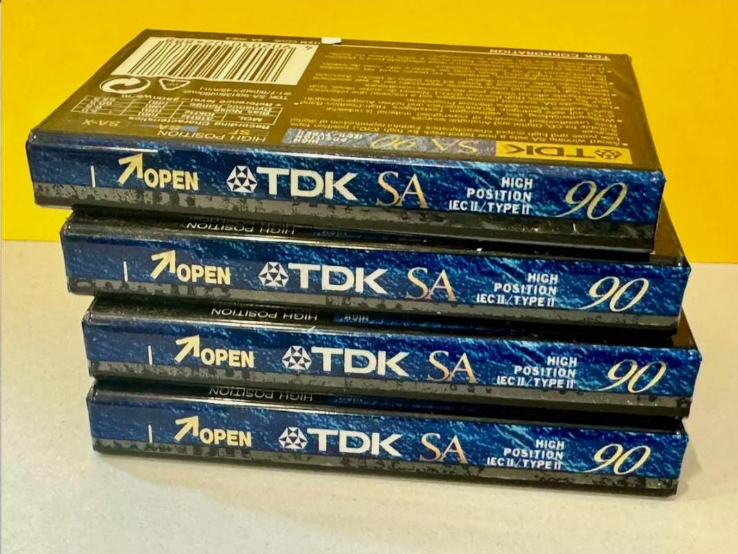 4 Cassettes Audio TDK SA-90 Type II – Occasion – Avec Boîtiers – Pour Enregistrement