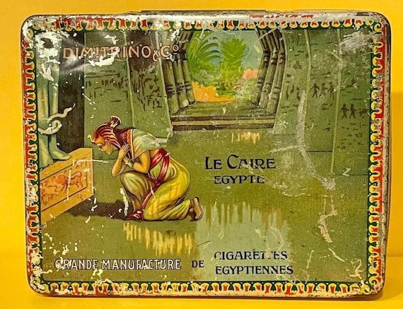Vintage Cigarettes Empty Tin Litho DIMITRINO 100 Cigarettes, Egypt 1910's